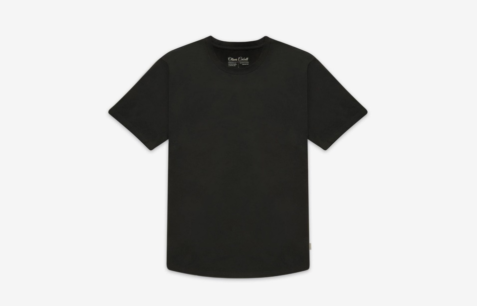 T-shirt Nera Con Orlo Curvo Alla Moda Di Oliver Cabell